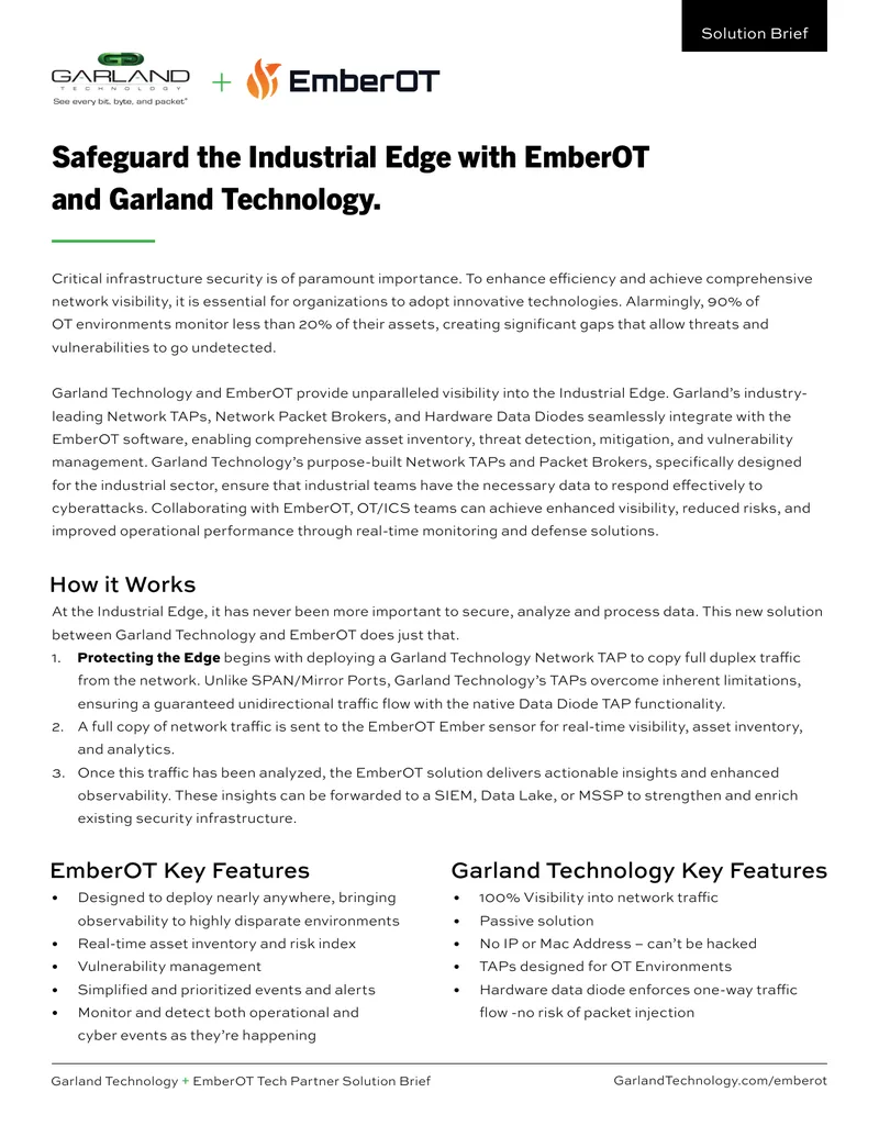 Garland Technology and EmberOT Partnership Solution Brief