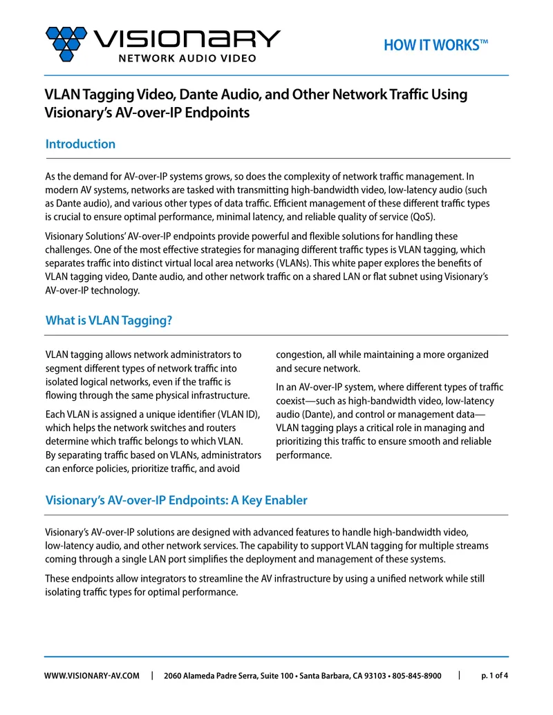 VLAN Tagging for AV-over-IP Network Traffic Management