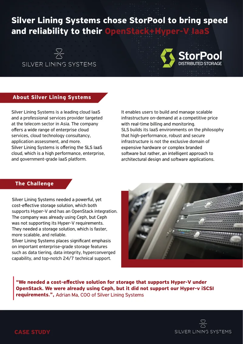 Silver Lining Systems Case Study on StorPool Integration