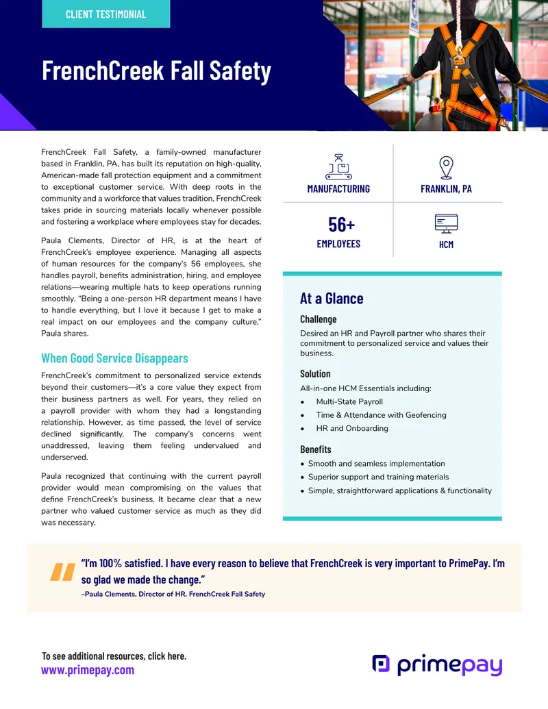 FrenchCreek Fall Safety Client Testimonial