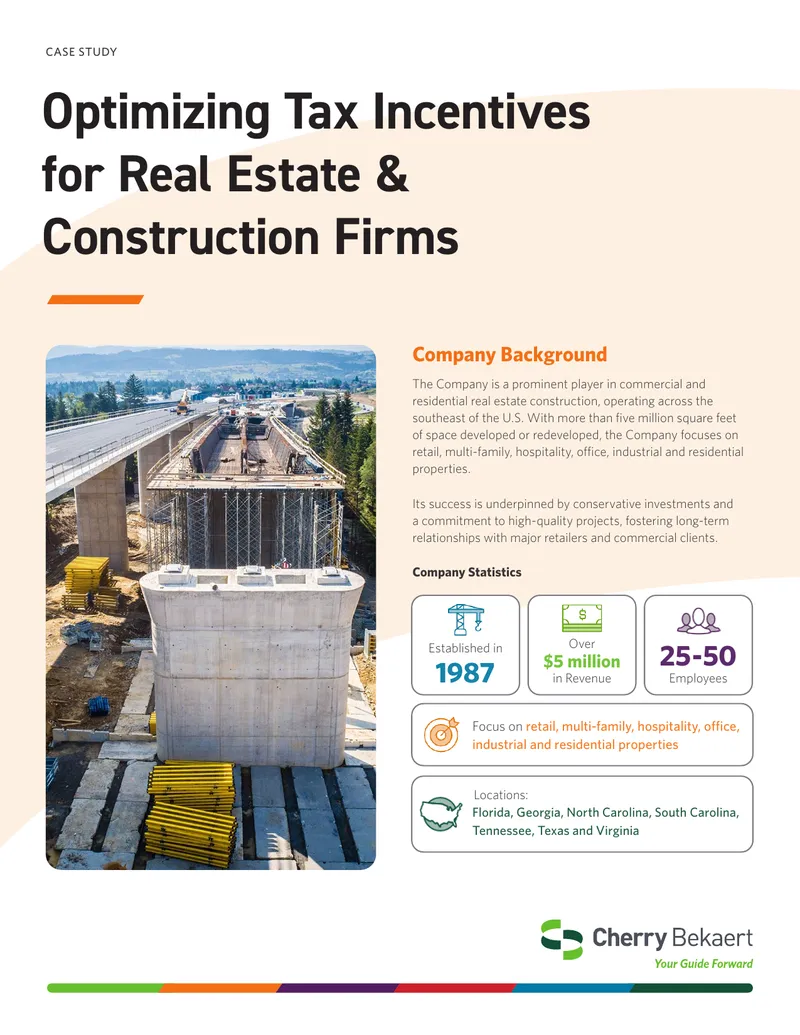 Optimizing Tax Incentives for Real Estate and Construction Firms
