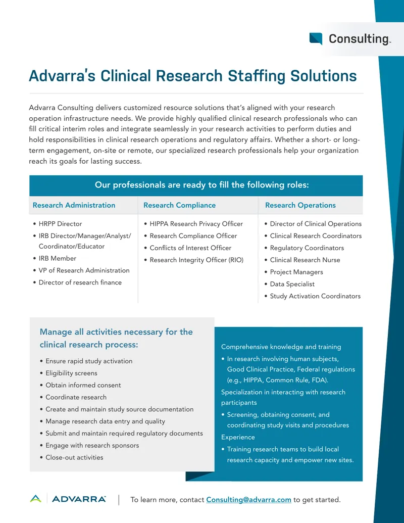Clinical Research Staffing Solutions Overview