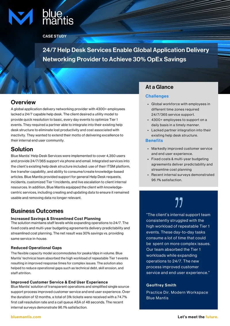 24/7 Help Desk Services Case Study