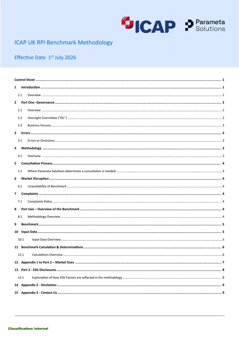 ICAP UK RPI Benchmark Methodology