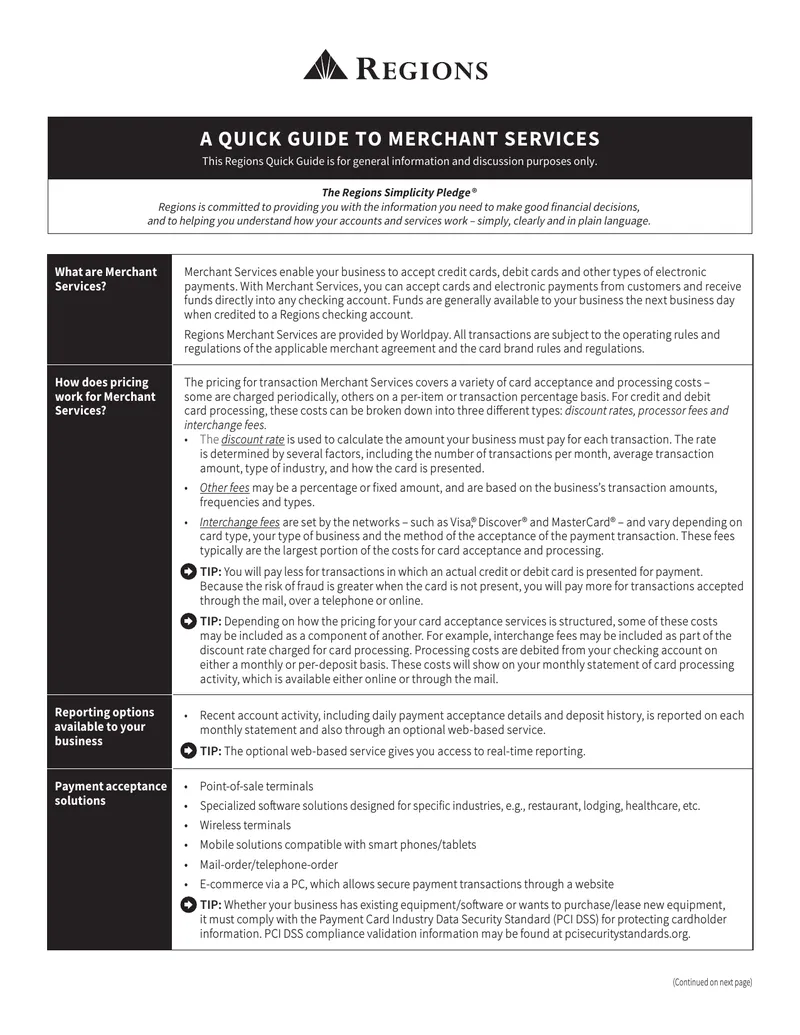 Merchant Services Overview and Pricing Guide