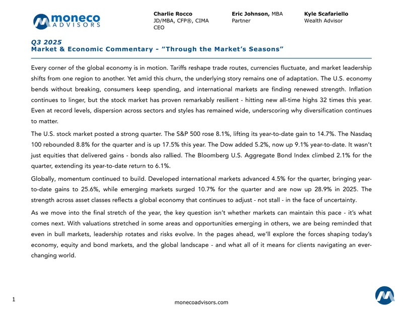 Market and Economic Commentary for Q3 2025
