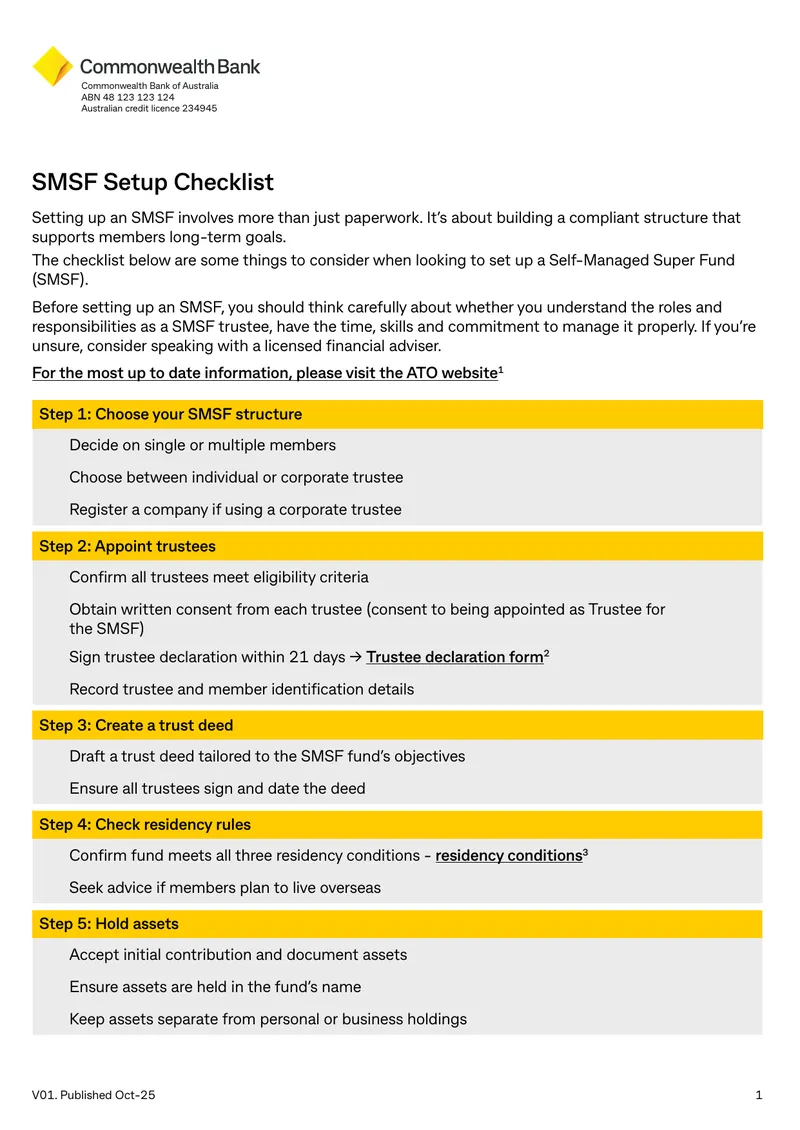 Self-Managed Super Fund Setup Checklist