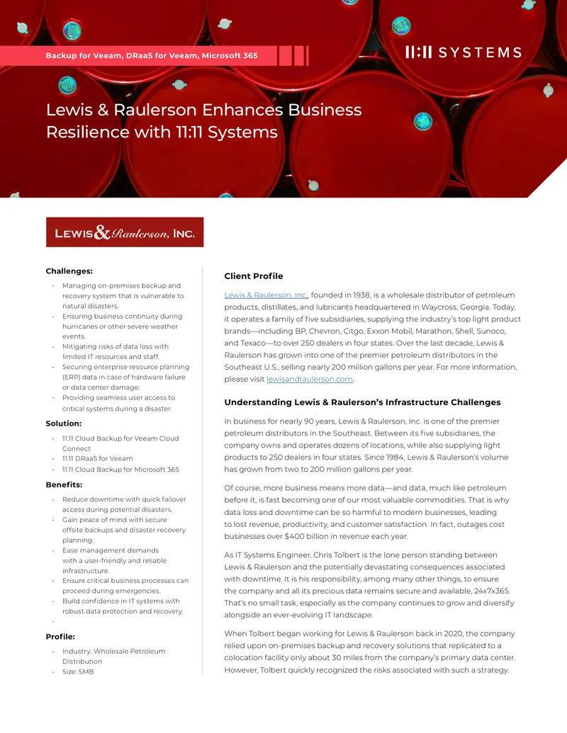 Lewis & Raulerson Disaster Recovery Case Study