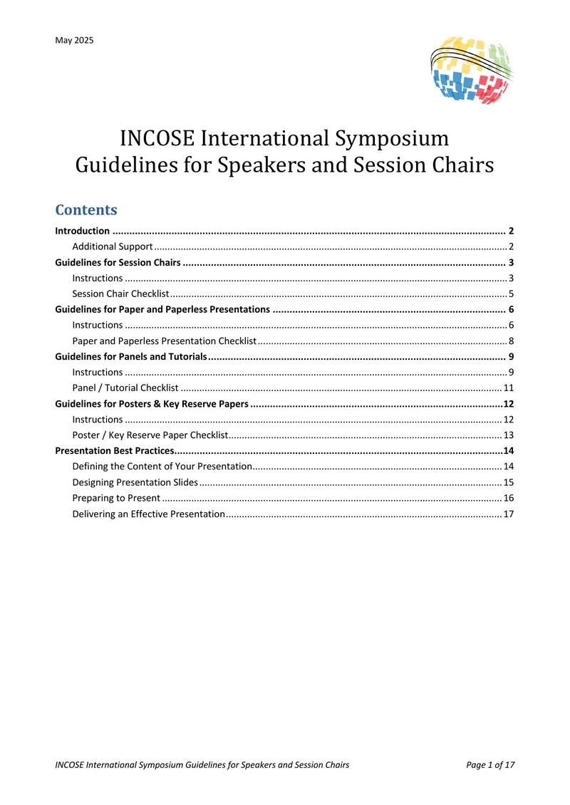 INCOSE International Symposium Speaker Guidelines