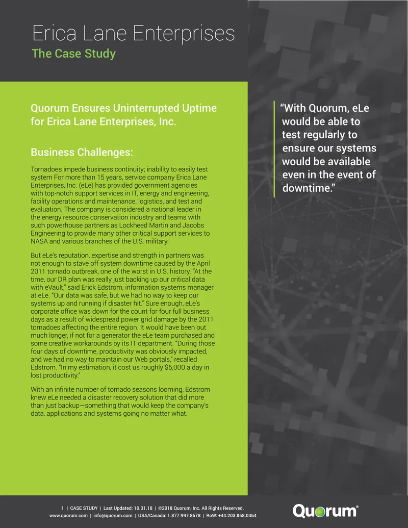 Disaster Recovery Implementation for Erica Lane Enterprises