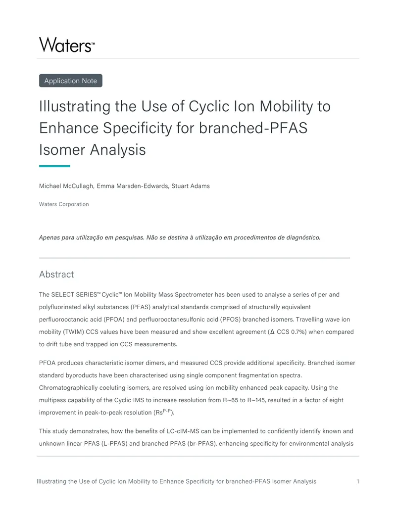 Cyclic Ion Mobility Mass Spectrometry for PFAS Analysis