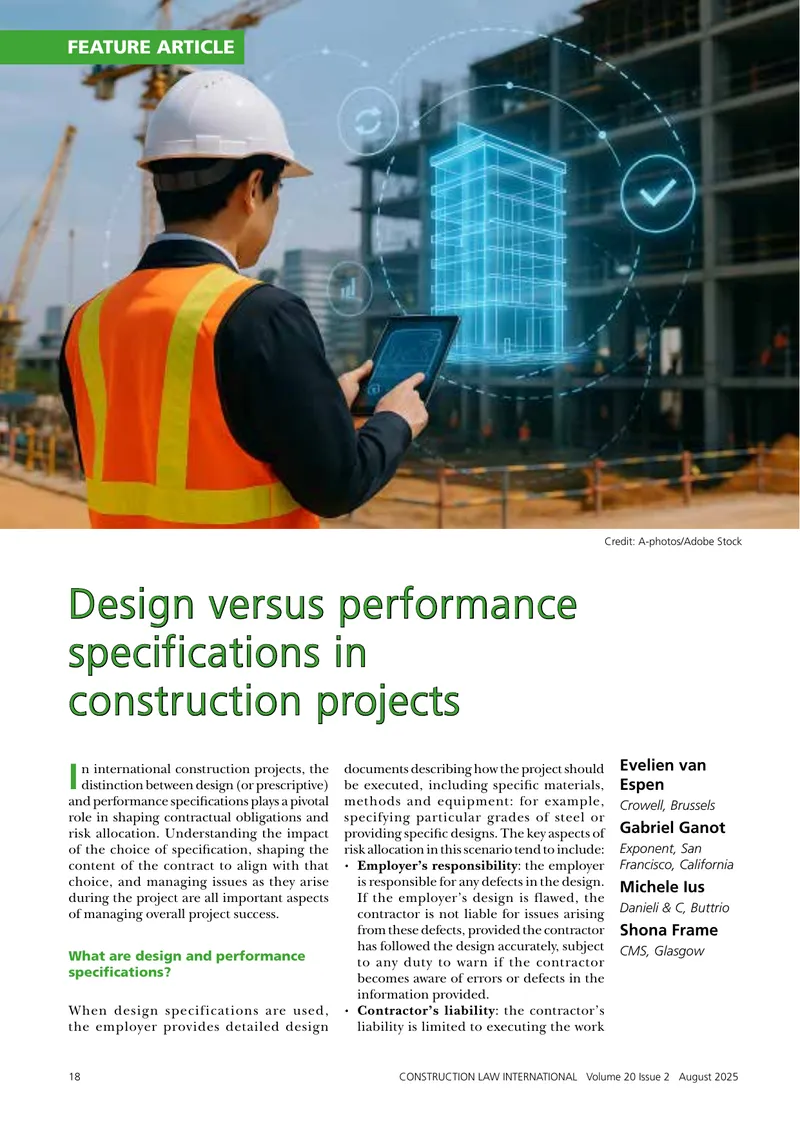 Design and Performance Specifications in Construction Projects