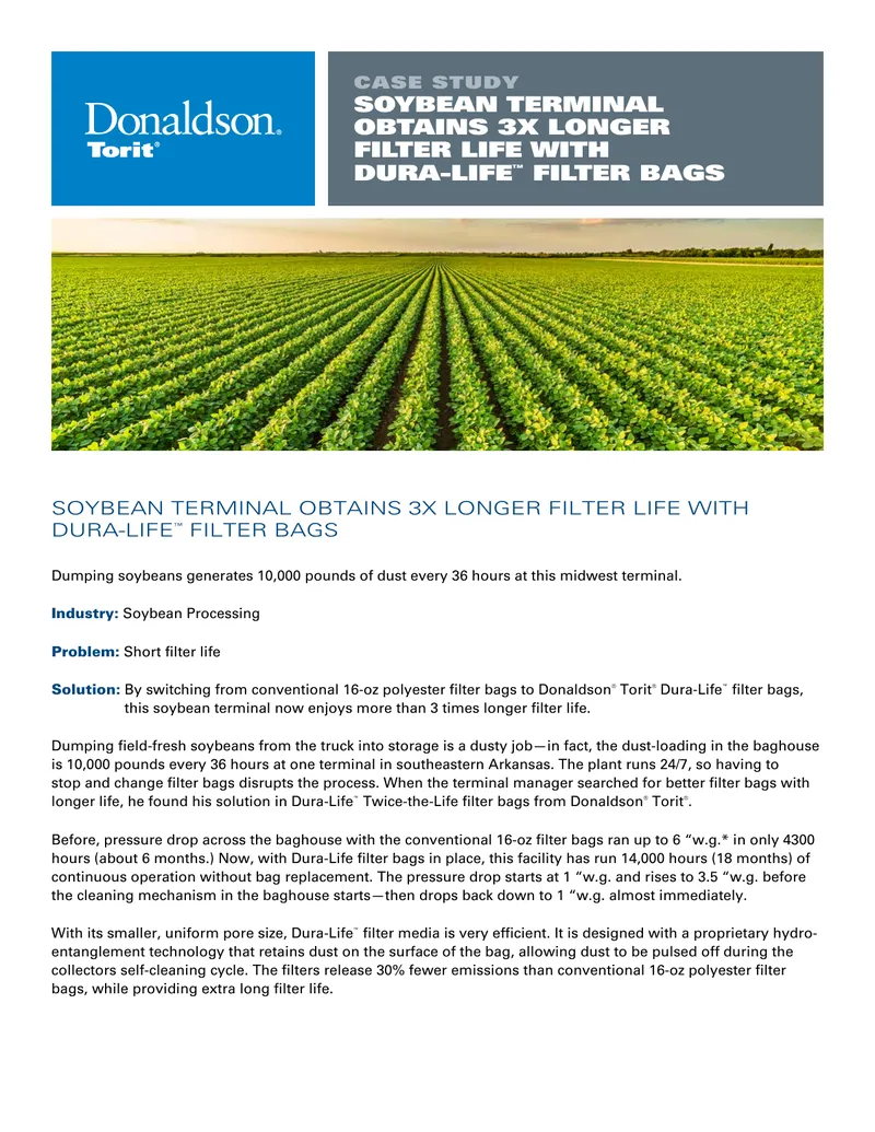 Soybean Terminal Case Study on Filter Life Improvement