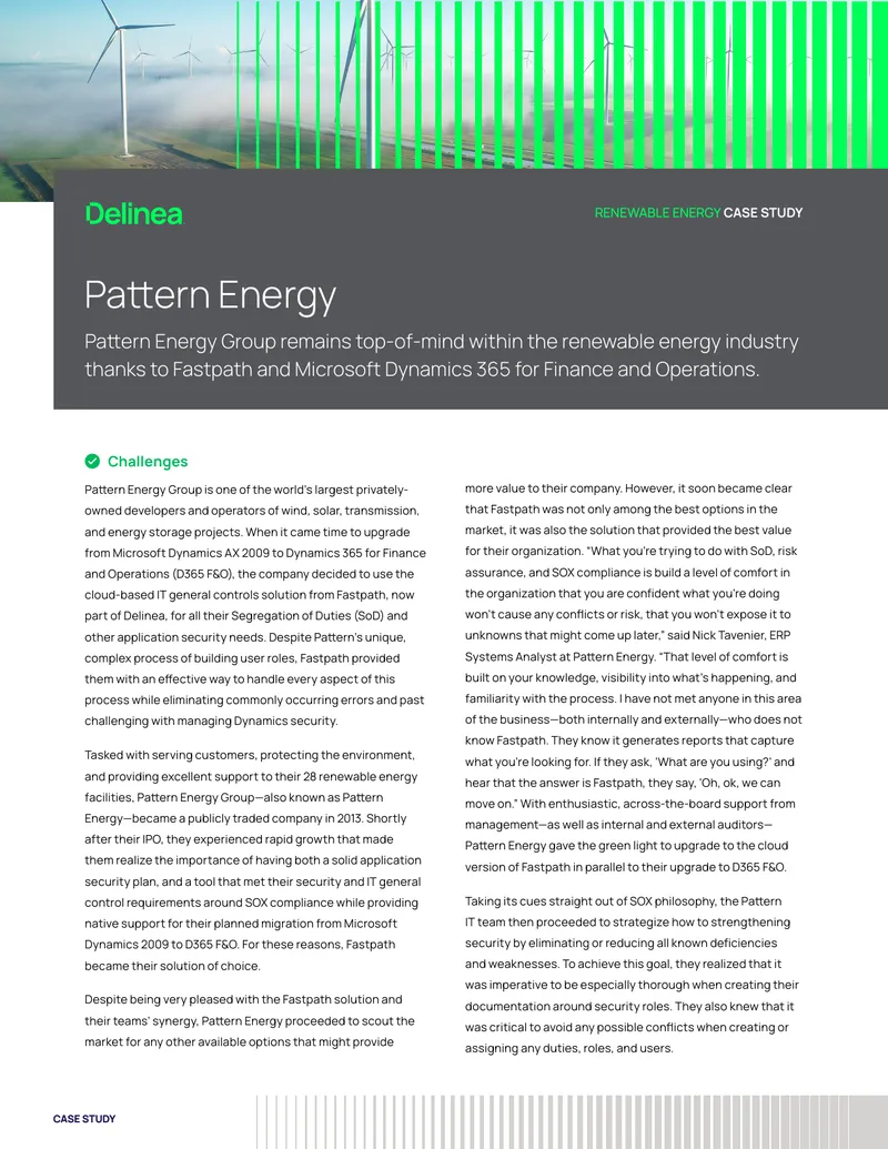 Pattern Energy Group Dynamics 365 Implementation Case Study