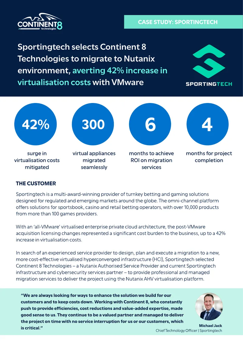 Sportingtech Migration to Nutanix Environment Case Study