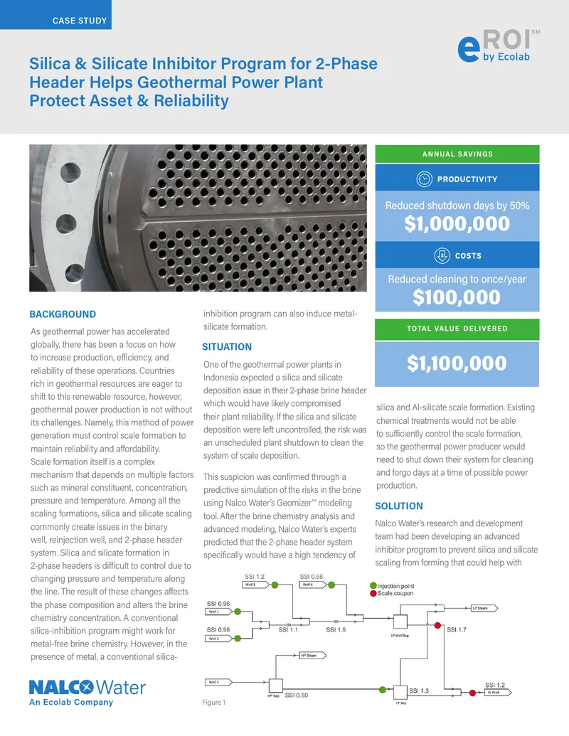 Silica and Silicate Inhibitor Program for Geothermal Systems