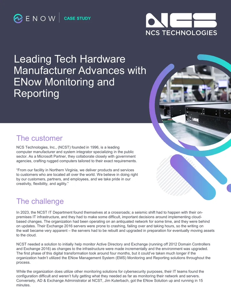 NCS Technologies Cloud Migration Monitoring Case Study