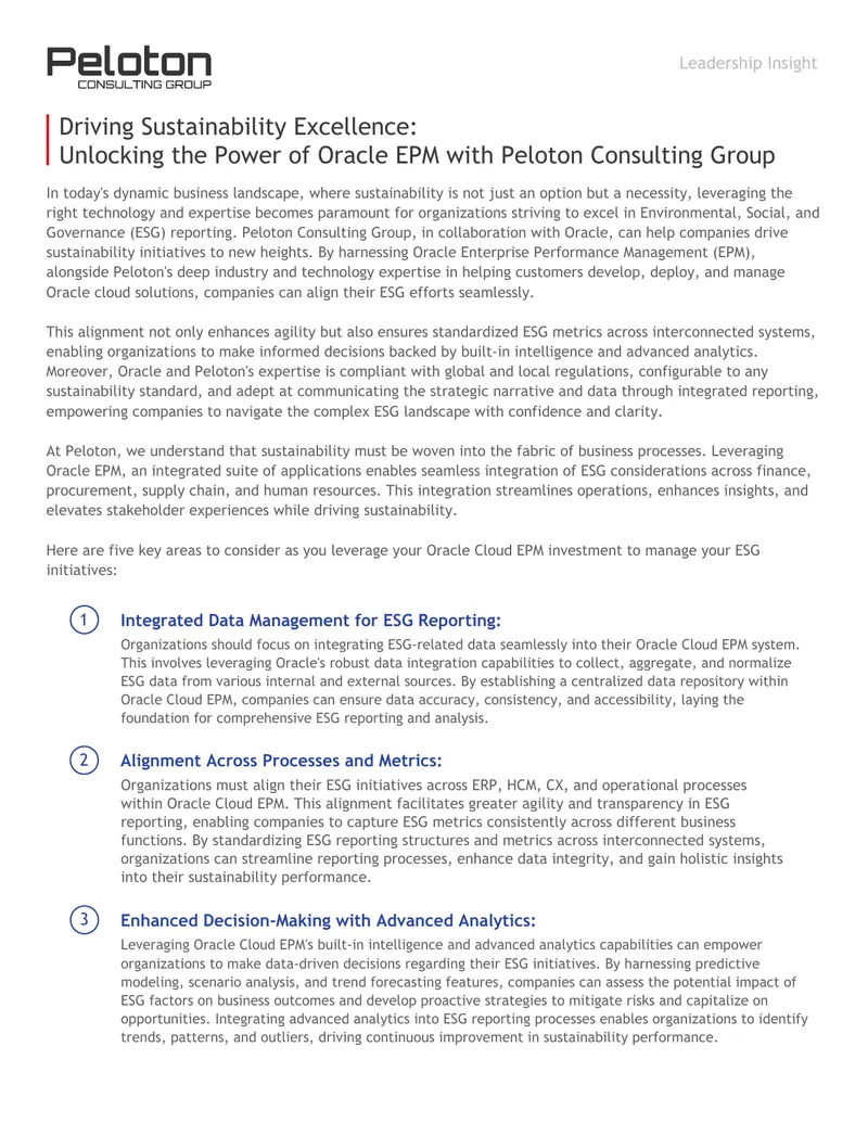 Driving Sustainability Excellence with Oracle EPM