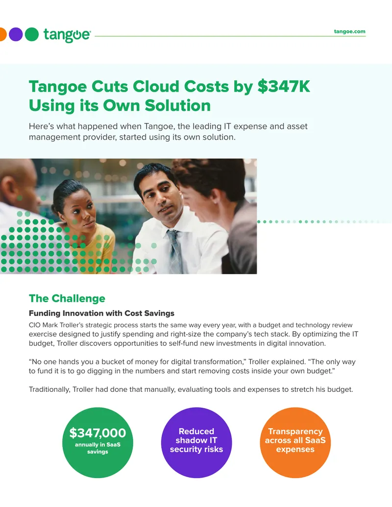 Cost Savings Achieved Through Tangoe One Cloud Implementation
