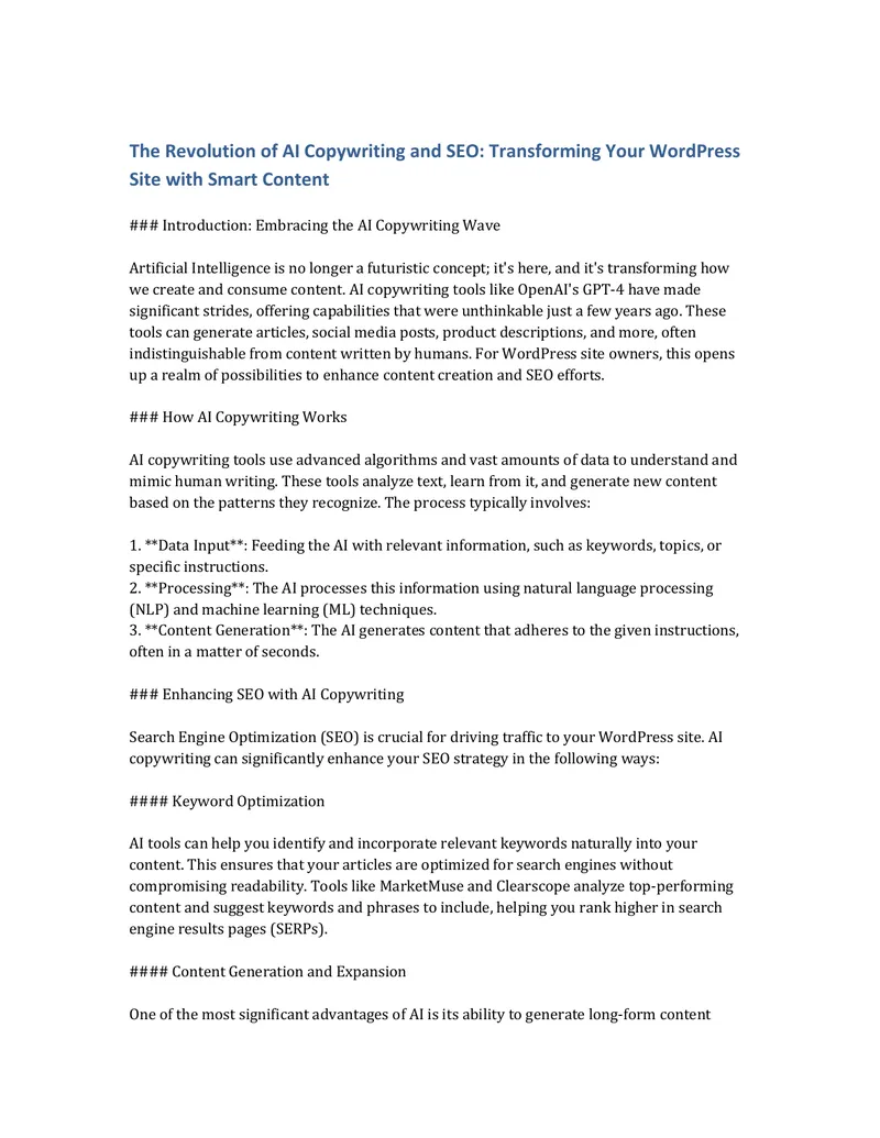 AI Copywriting and SEO Strategies for WordPress