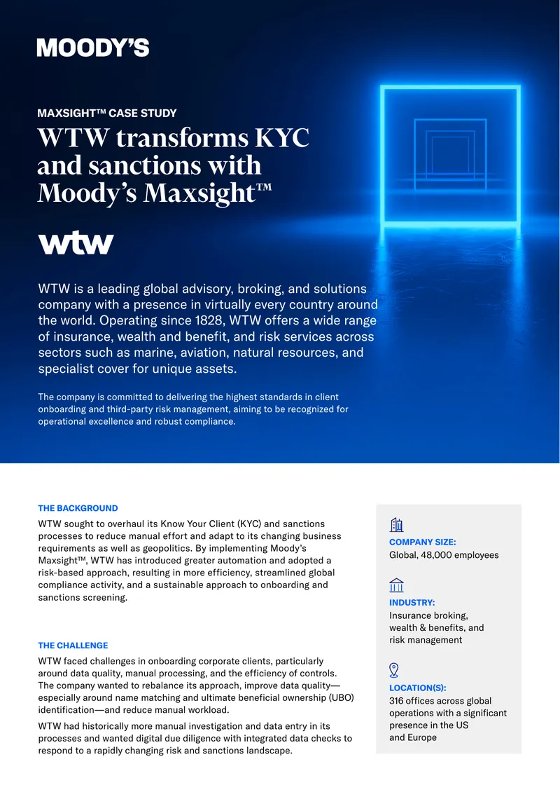 WTW KYC and Sanctions Process Transformation Case Study