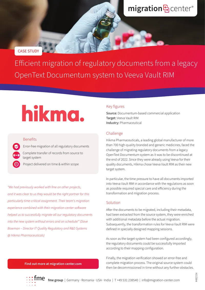 Efficient Migration of Regulatory Documents to Veeva Vault RIM