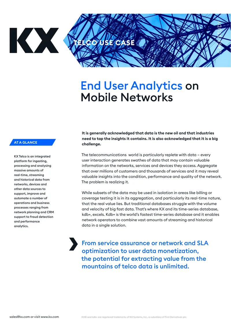 End User Analytics on Mobile Networks