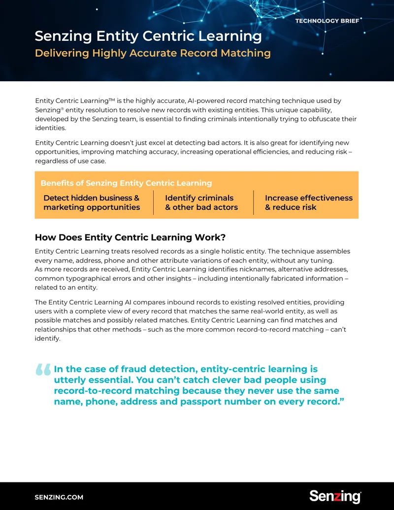 Senzing Entity Centric Learning Technology Brief