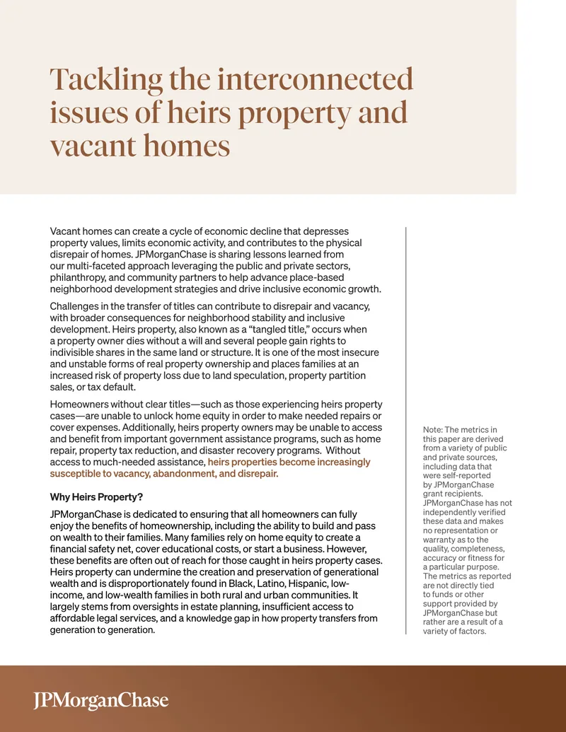 Addressing Heirs Property and Vacant Homes Challenges