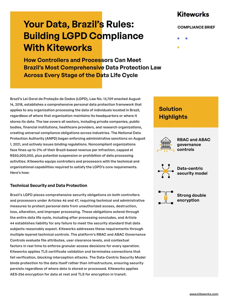 Building LGPD Compliance with Kiteworks
