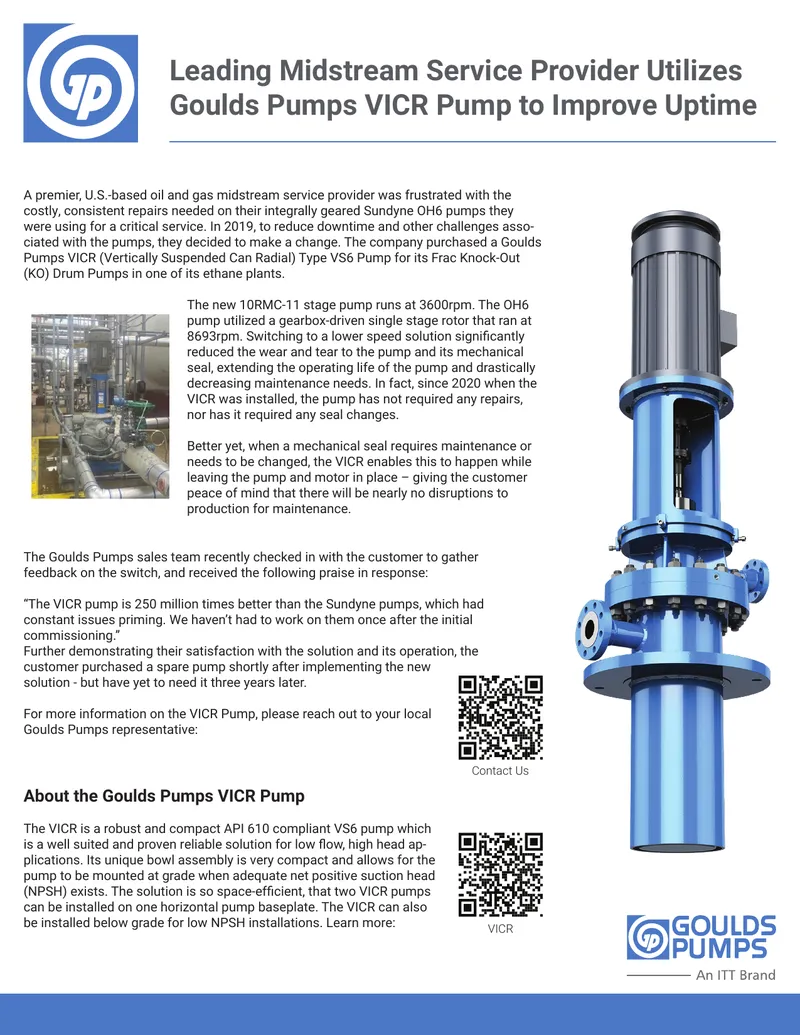Midstream Service Provider Adopts Goulds VICR Pump