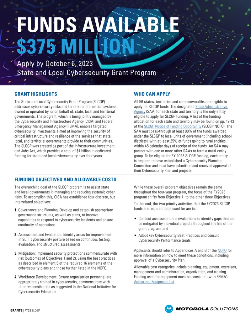 State and Local Cybersecurity Grant Program Overview