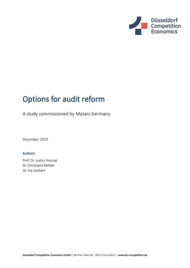 Options for Audit Reform Study