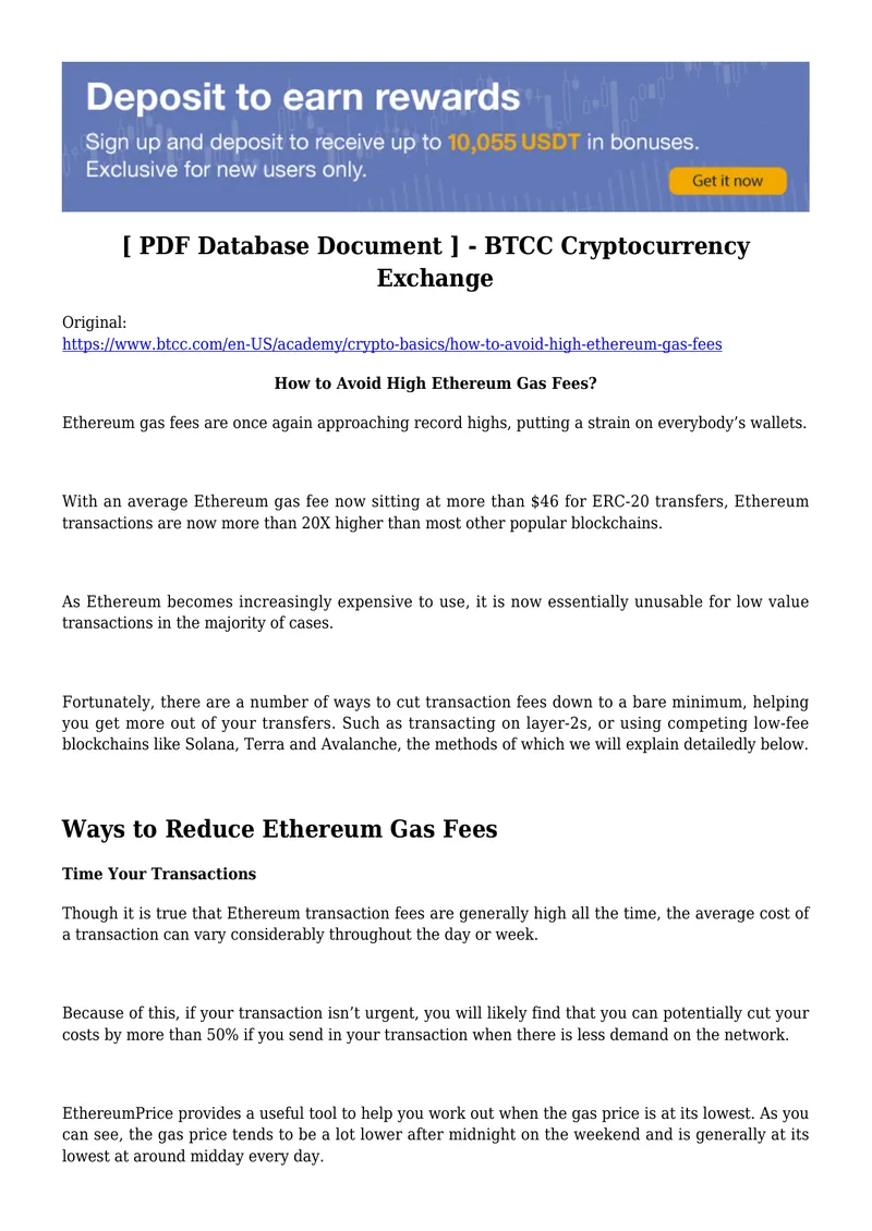 Strategies for Reducing Ethereum Gas Fees