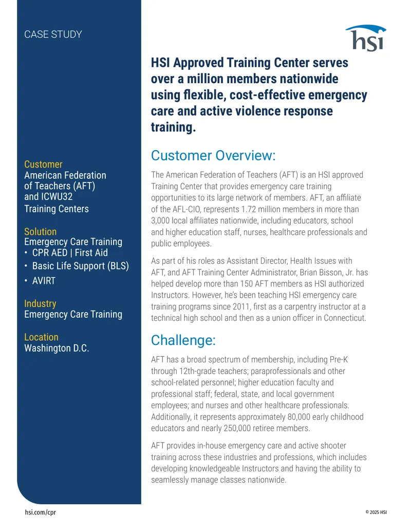Emergency Care Training Case Study for AFT