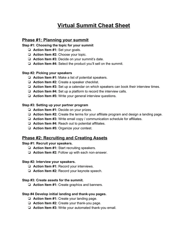 Virtual Summit Planning and Execution Guide