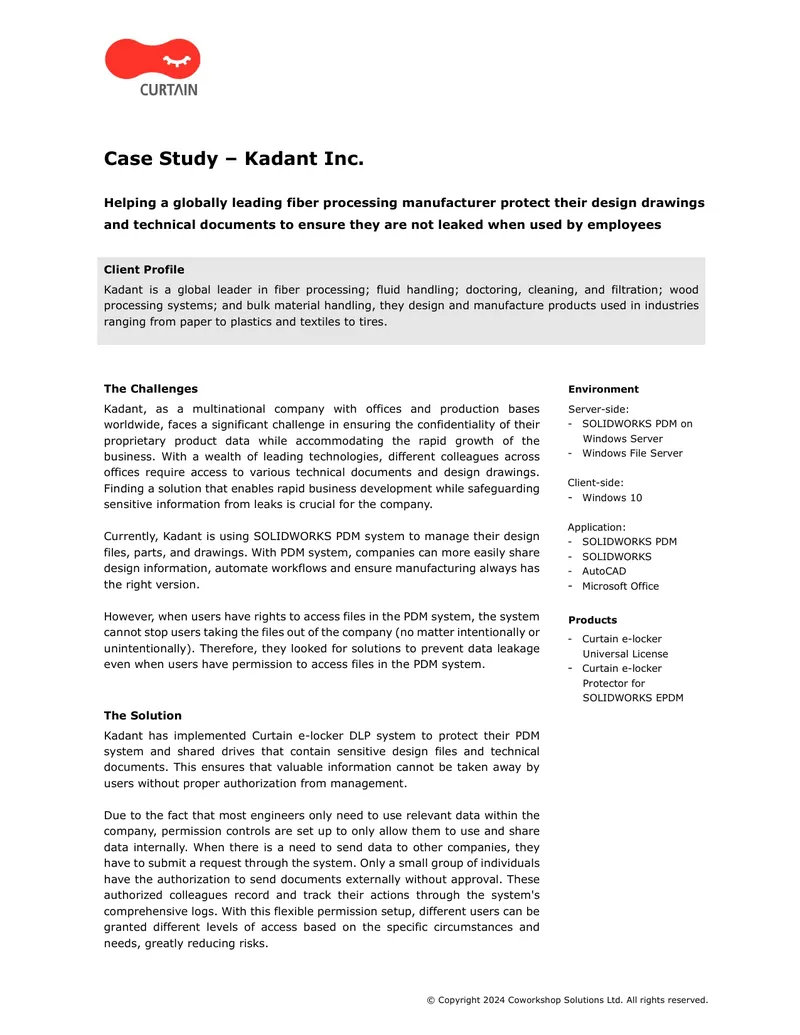 Case Study on Kadant Inc Data Protection