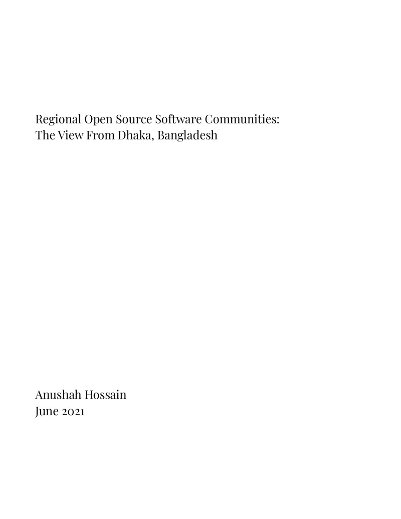 Open Source Software Communities in Dhaka