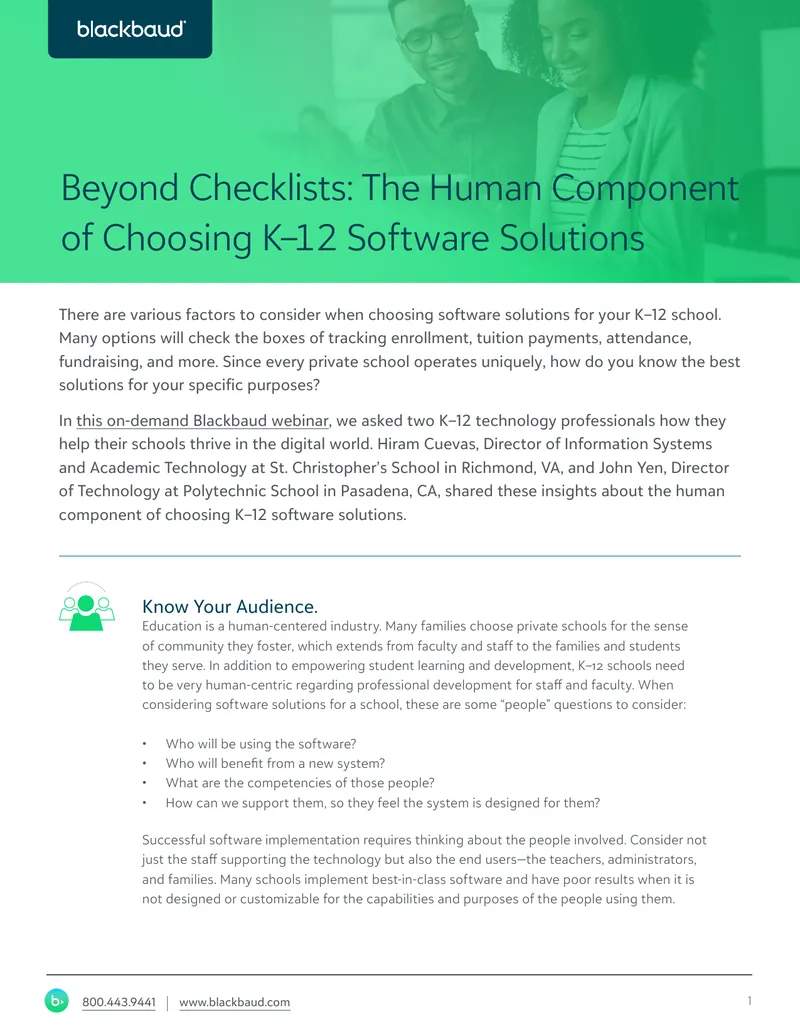Human Component of Choosing K–12 Software Solutions