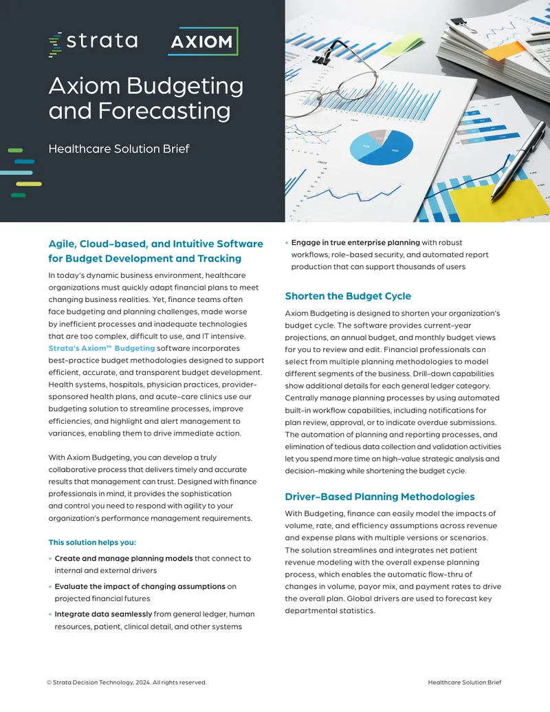 Axiom Budgeting and Forecasting Healthcare Solution Brief