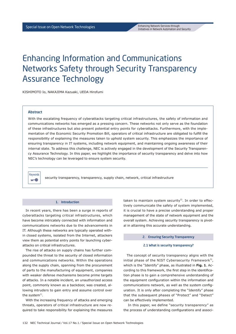 Enhancing Information and Communications Networks Safety
