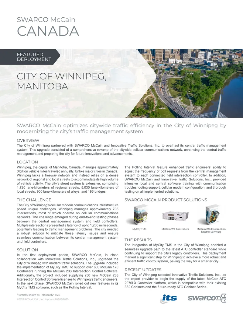Traffic Management System Upgrade in Winnipeg