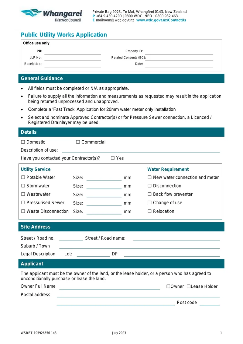 Public Utility Works Application Process