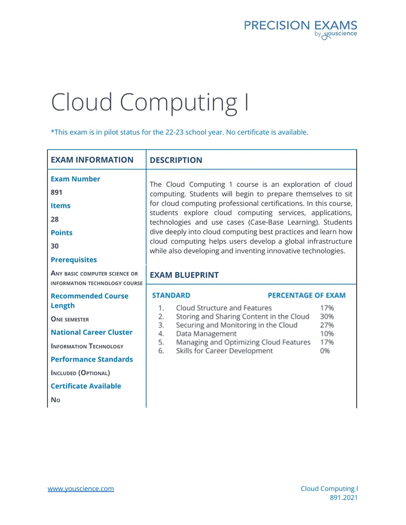 Cloud Computing I Course Overview