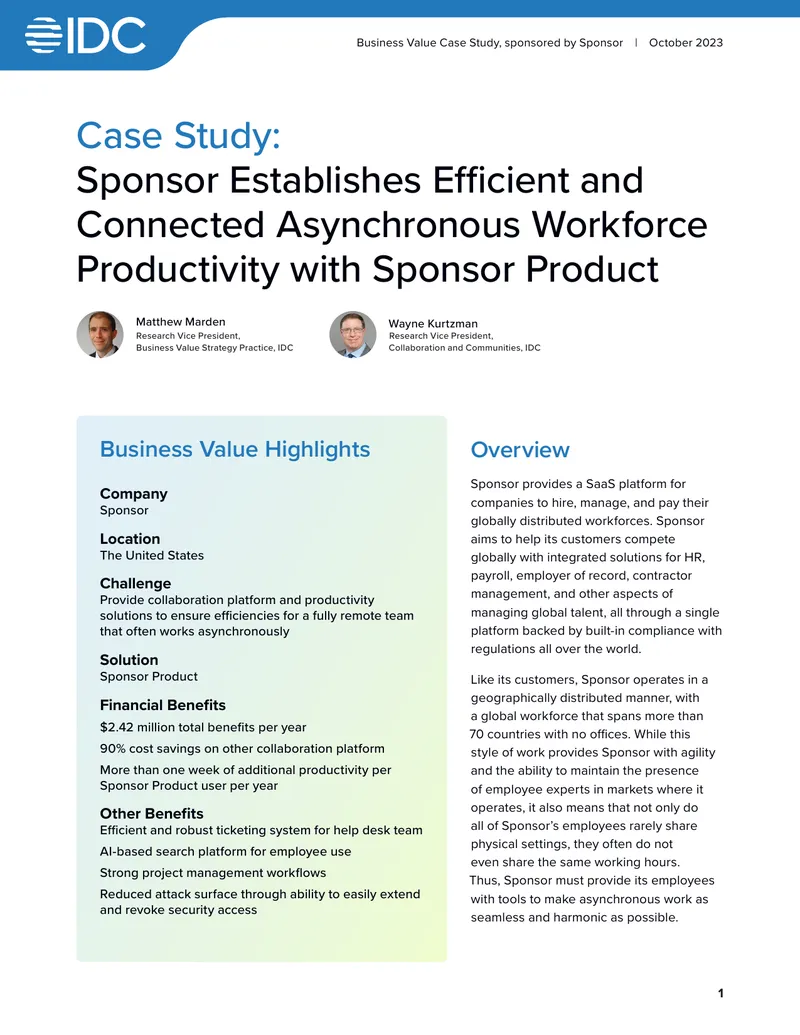 Asynchronous Workforce Productivity Case Study
