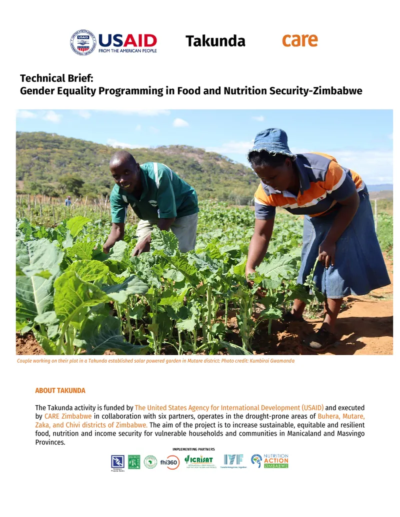 Gender Equality Programming in Food and Nutrition Security in Zimbabwe