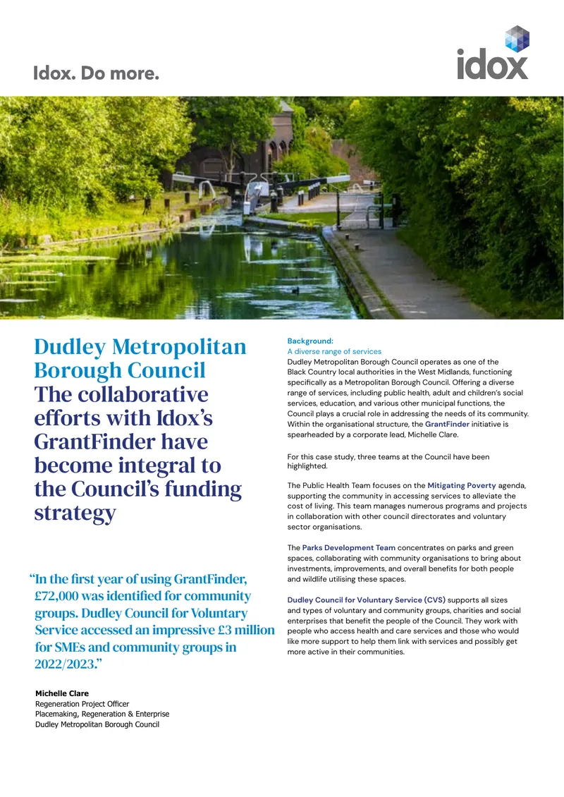 Dudley Metropolitan Borough Council Funding Strategy Case Study