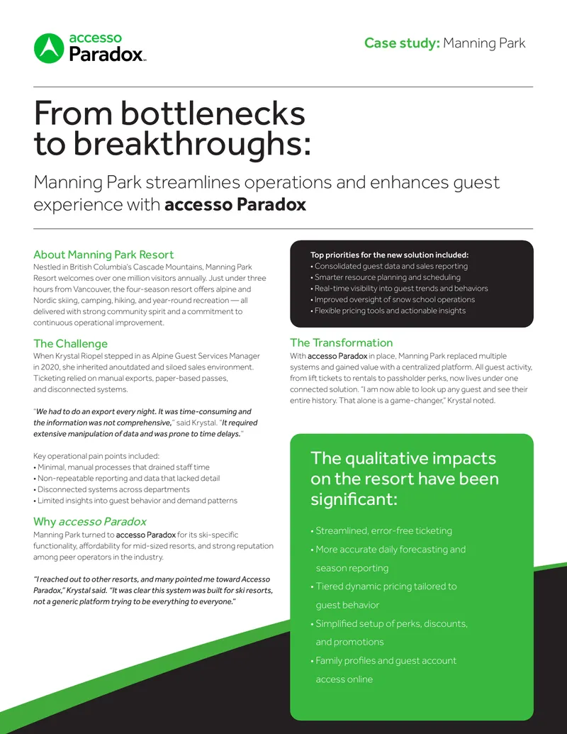 Manning Park Resort Operational Improvement Case Study