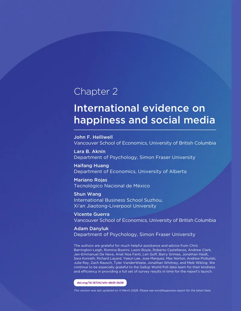 International Evidence on Happiness and Social Media