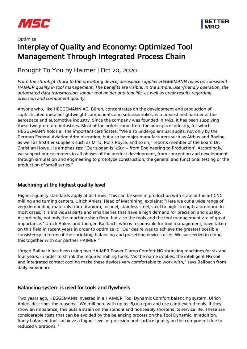 Optimized Tool Management Through Integrated Process Chain